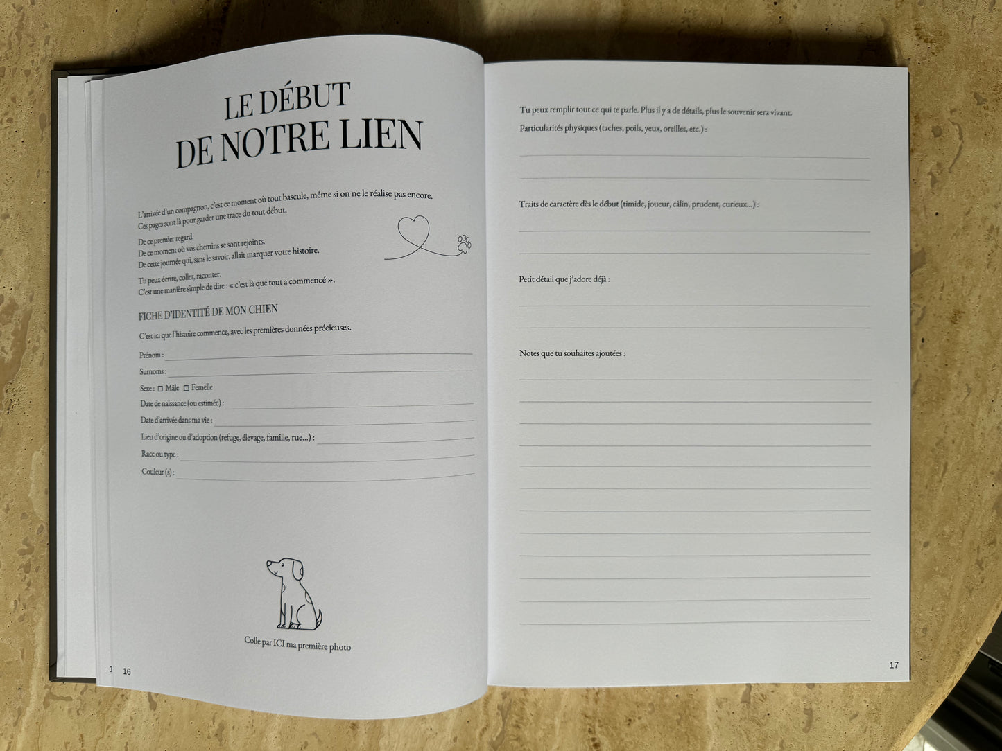 Livre de souvenirs à remplir - Pour chiens
